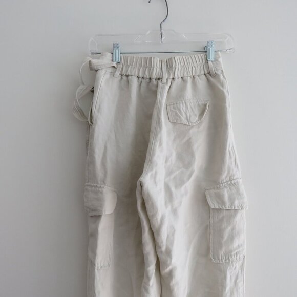 ARITZIA WILFRED Kafka Linen Blend Cropped Cargo Pants in Cream Neutral Size US 0 - Picture 11 of 15